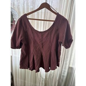 Free People Pleated Mauve Scoop Back Top